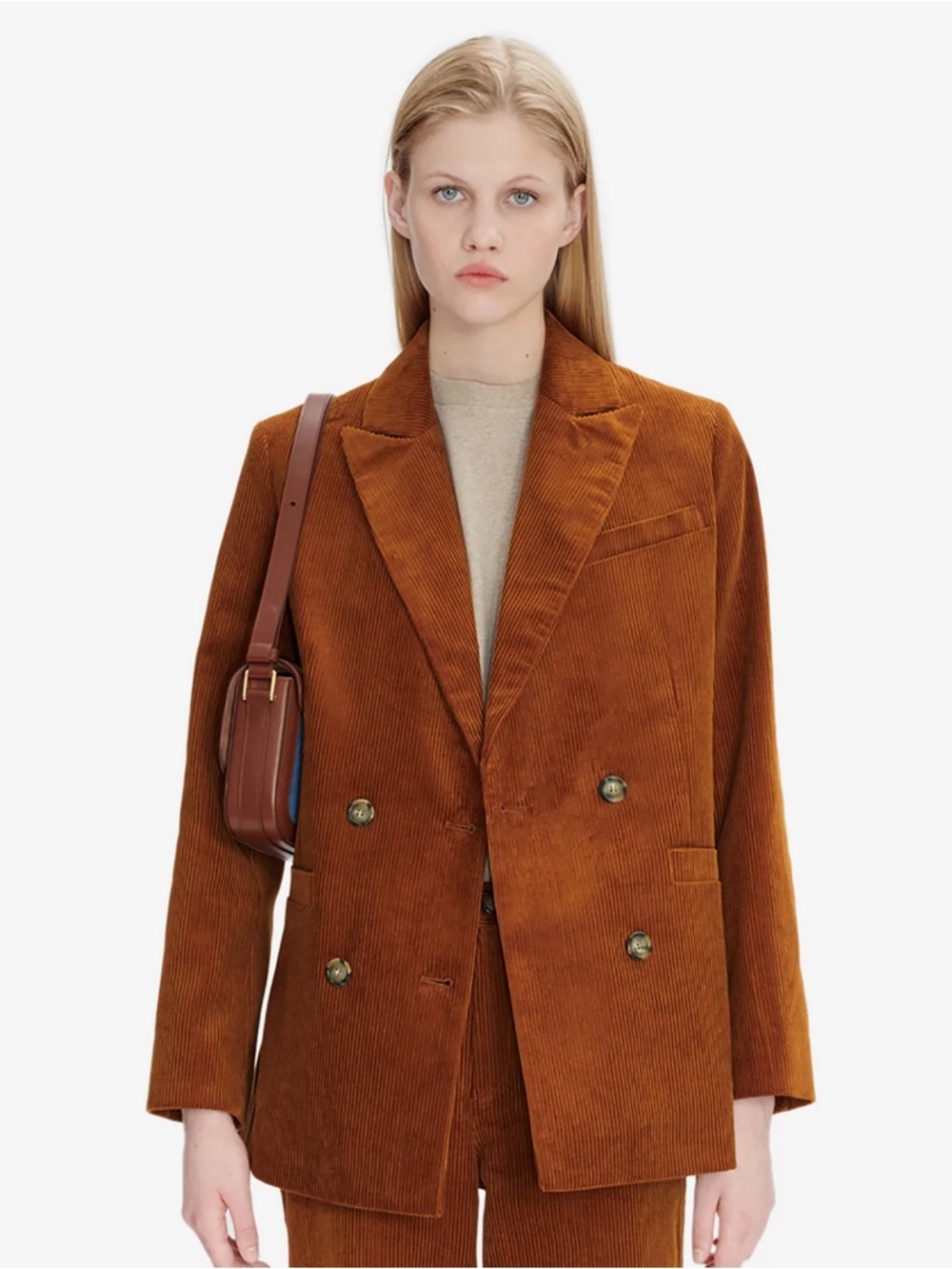 Corduroy Double-Breasted Blazer in rust APC Lucy Blazer